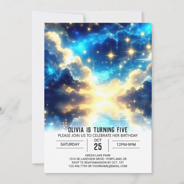 Sweet Clouds Celestial Digital Birthday Invitation (Front)