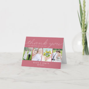 Sweet Collage Wedding Thank You Card - Pink