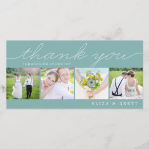 Sweet Collage Wedding Thank You Cards - Aqua