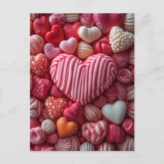Sweet colorful heart Valentine's Day Postcard (Front)