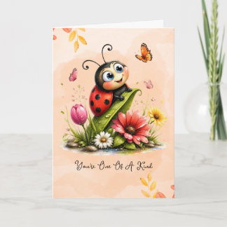 Sweet Colorful Ladybug Artwork "One of a Kind" Card