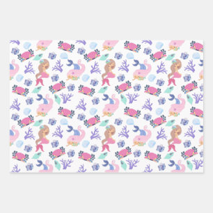Sweet & Colorful Mermaid Wrapping Paper Sheet