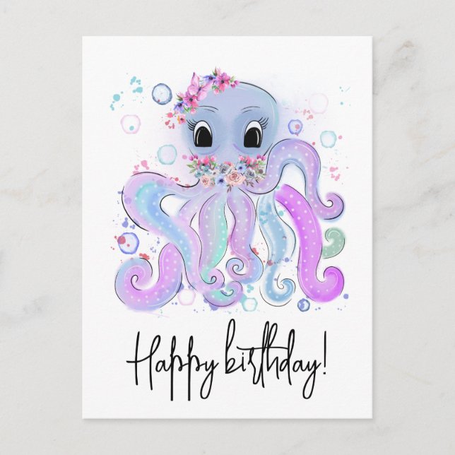 sweet colorful octopus postcard (Front)