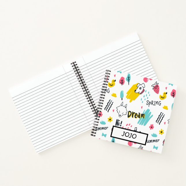 Sweet coloured hand drawn notebook (Inside)