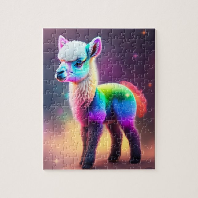 Sweet Colourful Cute Fluffy Little Llama Jigsaw Puzzle (Vertical)