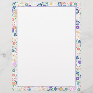 Sweet Colourful Ditsy Floral Pattern Custom Letterhead