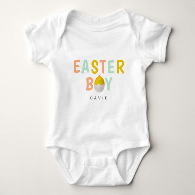 Sweet Colourful Easter Boy Custom Baby Bodysuit (Front)