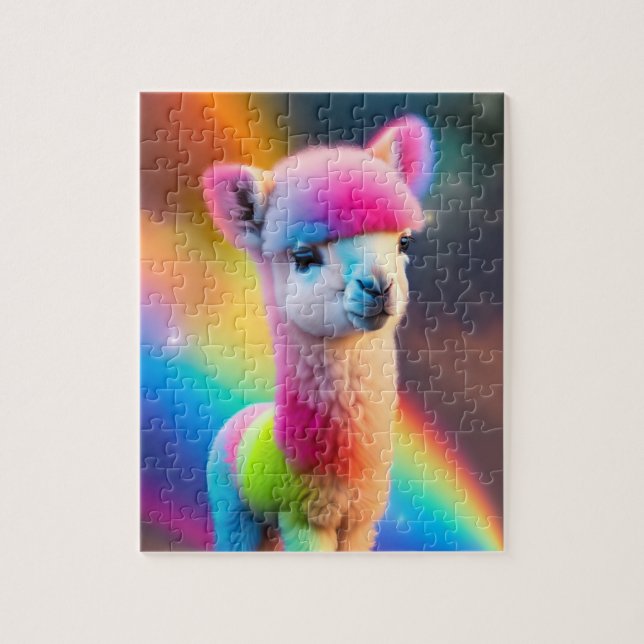 Sweet Colourful Fluffy Little Cute Alpaca Jigsaw Puzzle (Vertical)