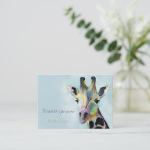 Sweet Colourful Giraffe Portrait Painting Business Card