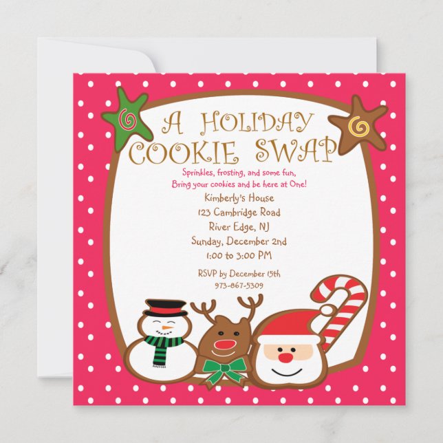 Sweet & Colourful Holiday Cookie Swap Invitations (Front)