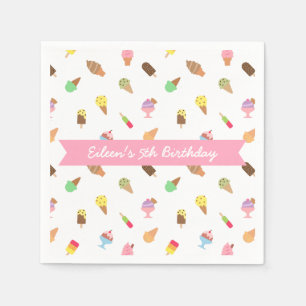 Sweet Colourful Ice Cream Pattern Birthday Party Napkin