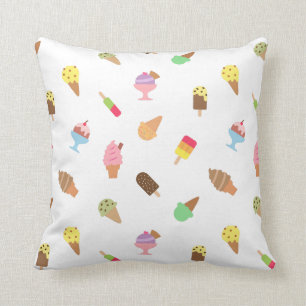 Sweet Colourful Ice Cream Pattern For Girls Room Cushion