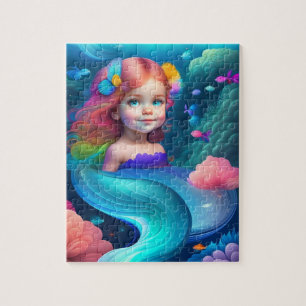 Sweet Colourful Little Cute Mermaid Jigsaw Puzzle