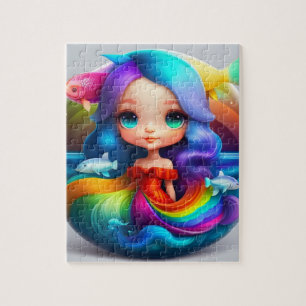 Sweet Colourful Little Cute Mermaid Jigsaw Puzzle