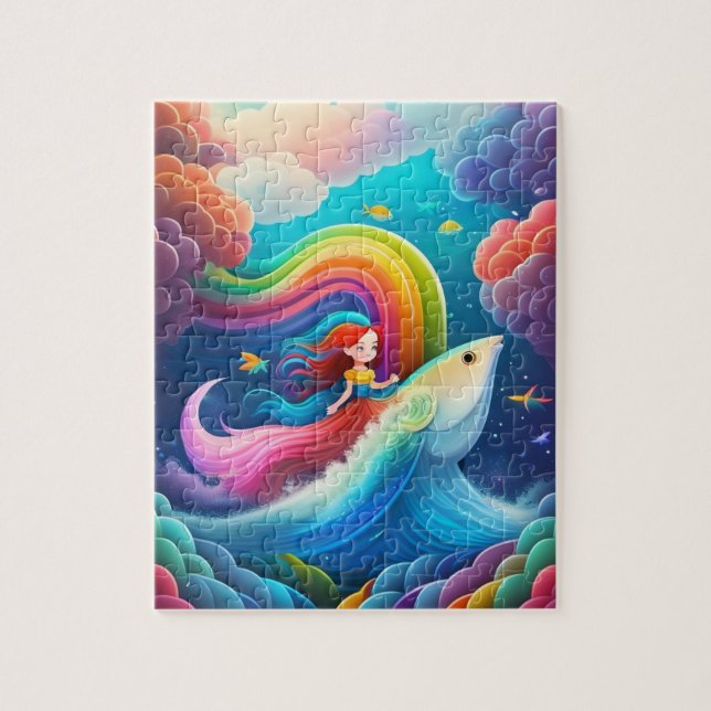 Sweet Colourful Little Cute Mermaid Jigsaw Puzzle (Vertical)