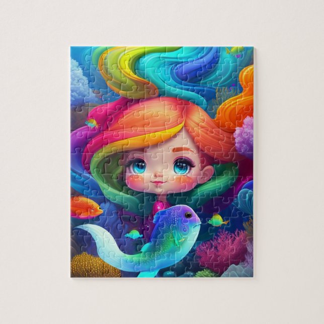 Sweet Colourful Little Cute Mermaid Jigsaw Puzzle (Vertical)