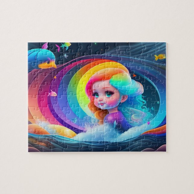 Sweet Colourful Little Cute Mermaid Jigsaw Puzzle (Horizontal)