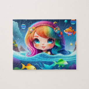 Sweet Colourful Little Cute Mermaid Jigsaw Puzzle