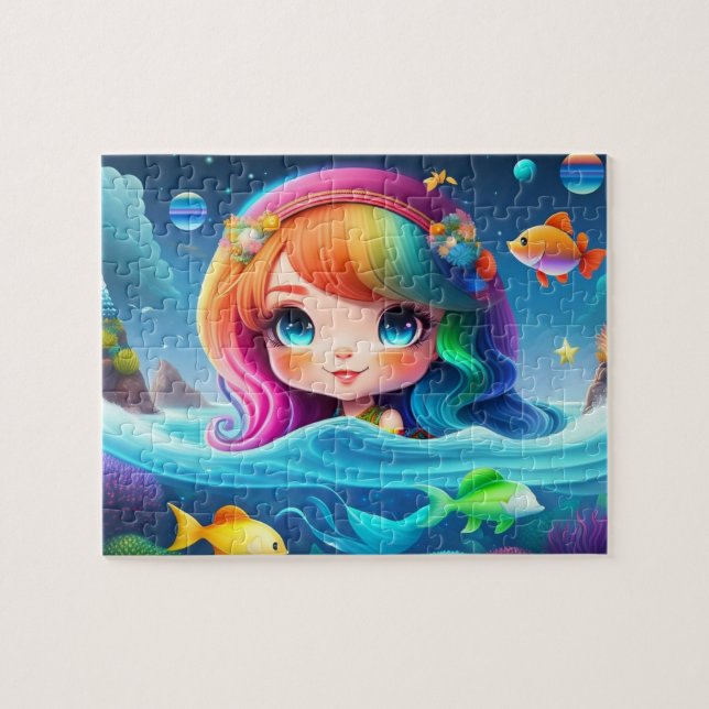Sweet Colourful Little Cute Mermaid Jigsaw Puzzle (Horizontal)