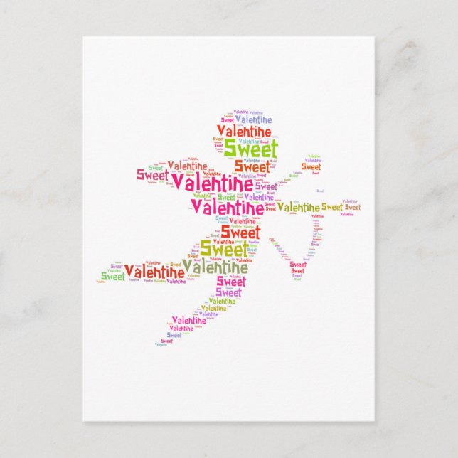 Sweet Colourful Valentine Cupid Holiday Postcard (Front)