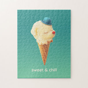 Sweet Cone: Smiling Bichon Ice Cream Art Jigsaw Puzzle