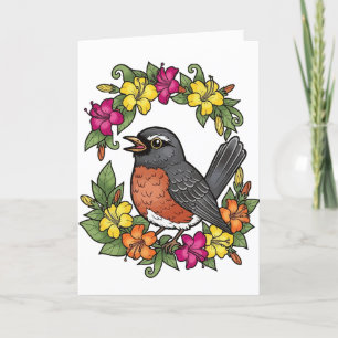 Sweet Connecticut Bird With Mirabilis Holiday Card