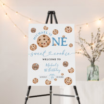 Sweet Cookie First Birthday Blue Gingham Welcome