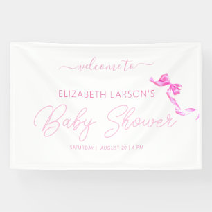 Sweet Coquette Pink Bow Tie Elegant Baby Shower Banner