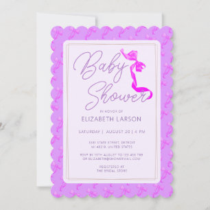 Sweet Coquette Purple Bow Tie Elegant Baby Shower Invitation