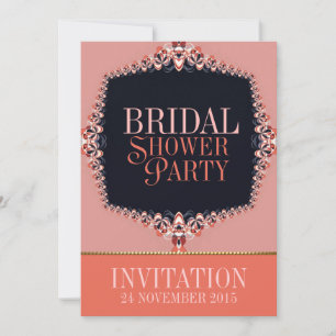 Sweet Coral & Pink Bridal Shower Party Invitations