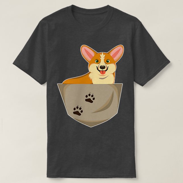 Sweet corgi in the shirt pocket breast pocket  (Design Front)