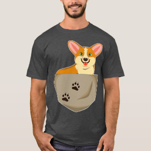 Sweet corgi in the shirt pocket breast pocket 