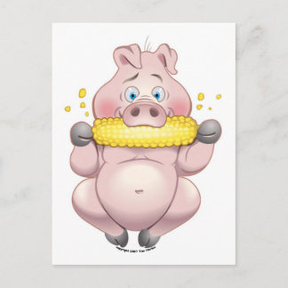 Sweet corn BBQ pink Piggy Postcard