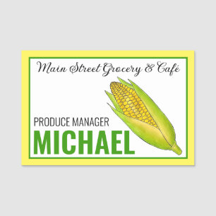 Sweet Corn Cob Grocery Store Vegetable Veg Name Tag