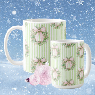 Sweet Cosy Cottage Pink Green Christmas  Coffee Mug