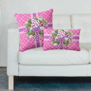 Sweet Cottage Pink and Purple Lumbar Cushion
