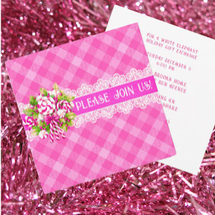 Sweet Cottage Pink Purple Flat Holiday Invitation