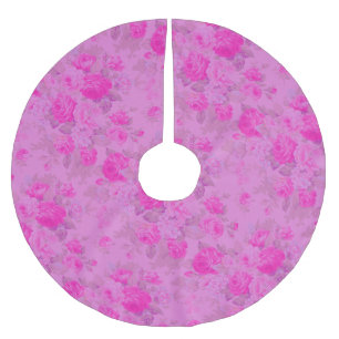 Sweet Cottage Purple and Pink Christmas  Brushed Polyester Tree Skirt