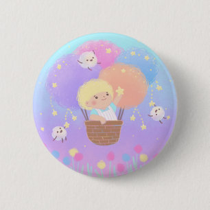 Sweet Cotton Candy Ride with Fluffy Monsters 6 Cm Round Badge