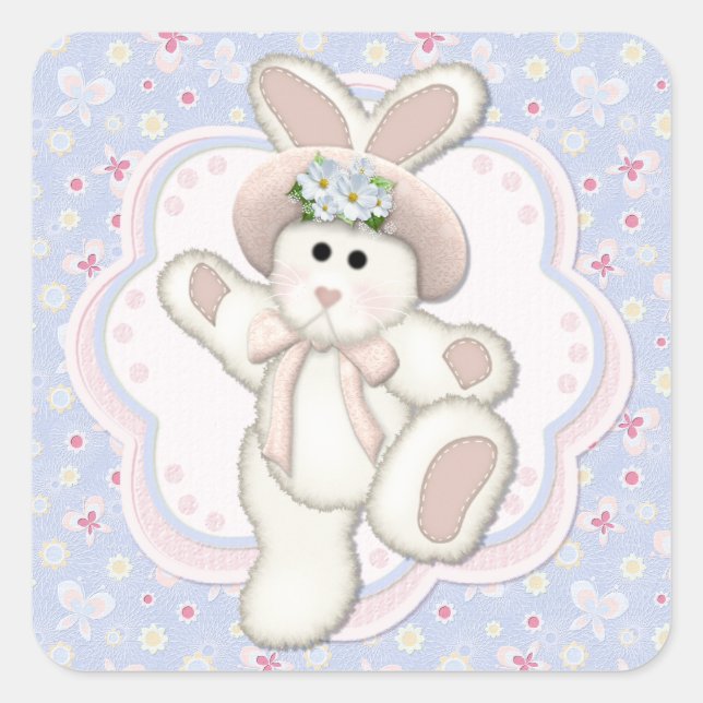 Sweet Country Bunny Square Sticker (Front)
