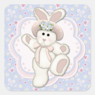 Sweet Country Bunny Square Sticker