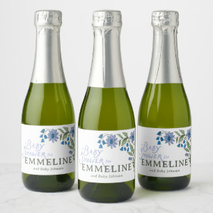 Sweet Country Floral Baby Shower Sparkling Wine Label