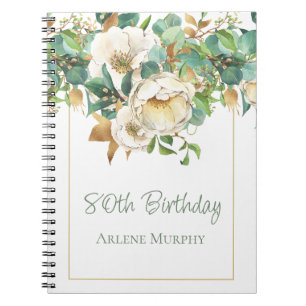 Sweet Cream Roses 80th Birthday Notebook