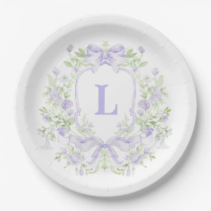 Sweet Crest w/ Lavender Bows Bridal Shower Paper Plate