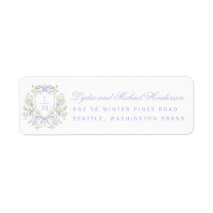 Sweet Crest with Lavender Bows Return Address Return Address Label
