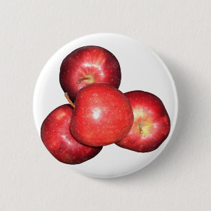 Sweet & Crisp Red Apples - Organic Fruit Print 6 Cm Round Badge