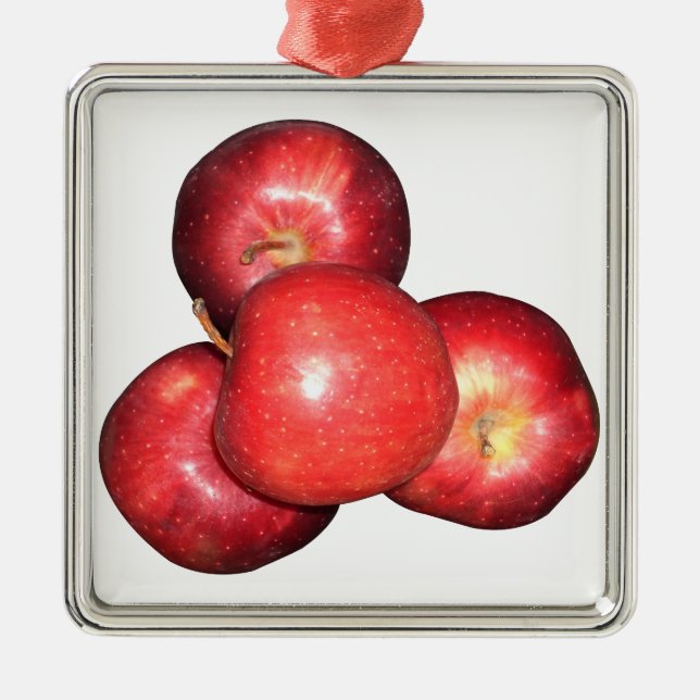 Sweet & Crisp Red Apples - Organic Fruit Print Metal Ornament (Front)