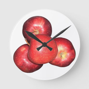 Sweet & Crisp Red Apples - Organic Fruit Print Round Clock