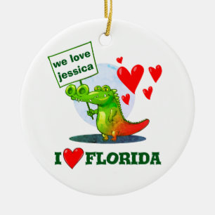 sweet crocodile funny cartoon i love florida ceramic tree decoration
