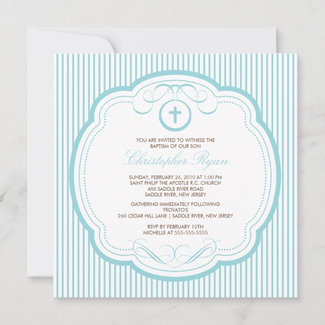 Sweet Cross Baby Girl Or Boy Baptism Inviation Invitation (Front)